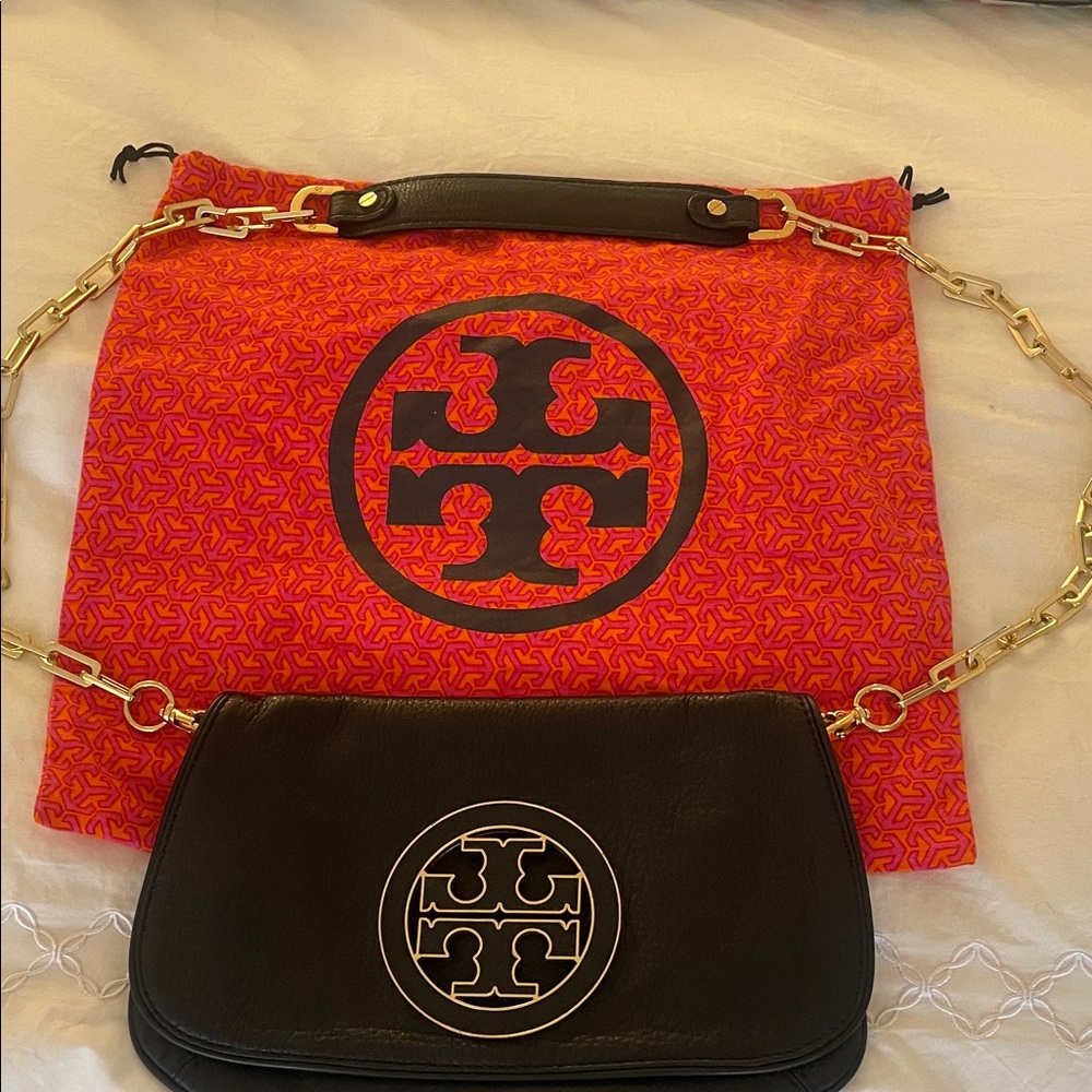 Tory Burch Black Crossbody Bag with Gold Chain excellent condition